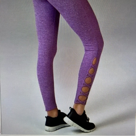 Glyder Lace Up Accent Purple Leggings - Picture 1 of 9